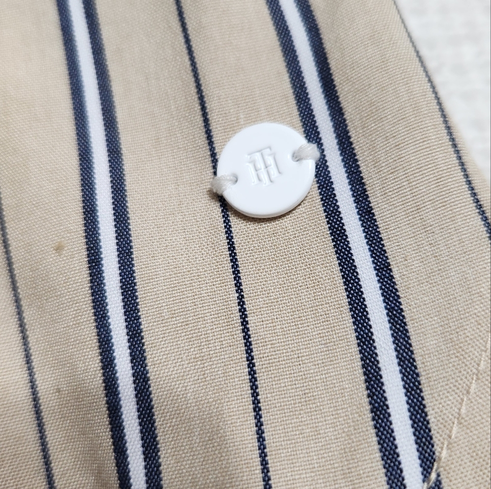 Tommy Hilfiger Tan and Blue Striped Sleeveless Shirt - Picture 5 of 8